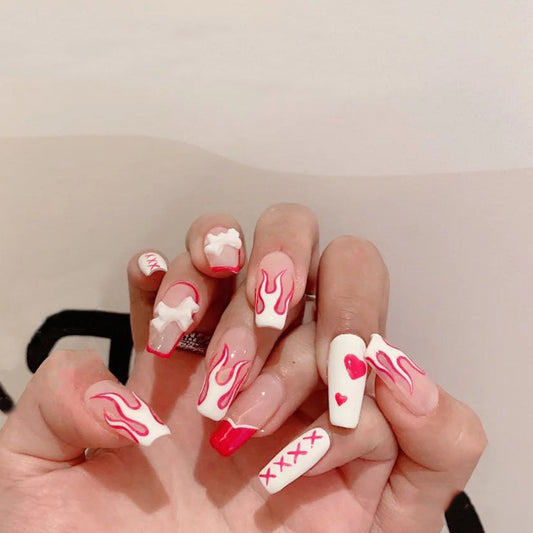 Flame Bow Wear Nail Finished Patch Removable